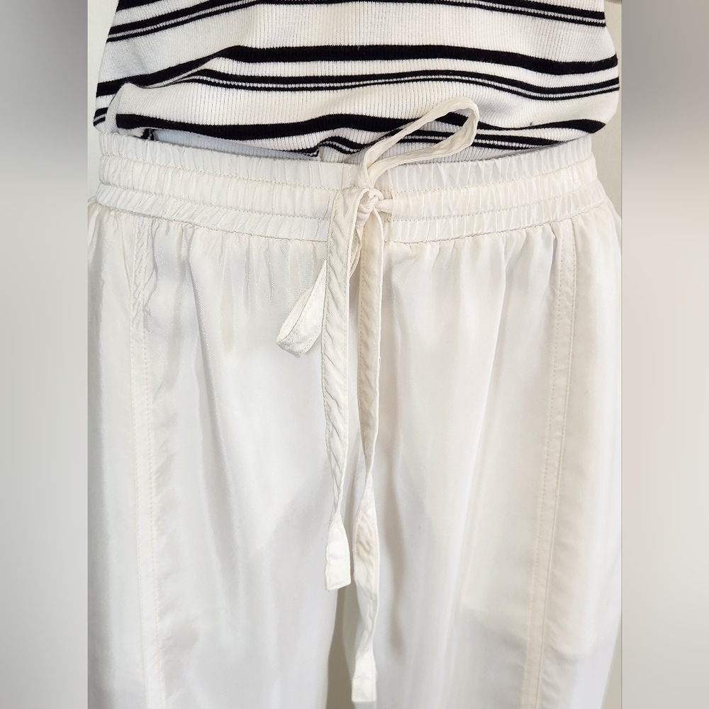 || JOHNNY WAS || Cargos White Elastic Cuffs Drawstring Waist Back Pockets Sz S - Picture 7 of 9